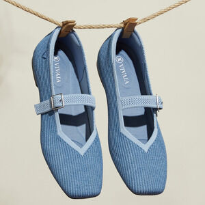 Vivaia Margot Mary Jane Comfort Old Money Washable Arch Support Flats Denim 9